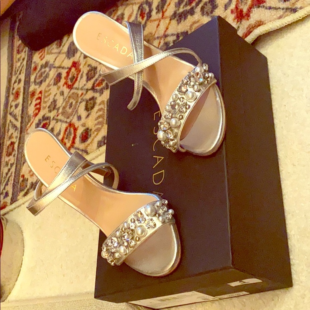 ESCADA embellished heels silver w/ Swarovski stone